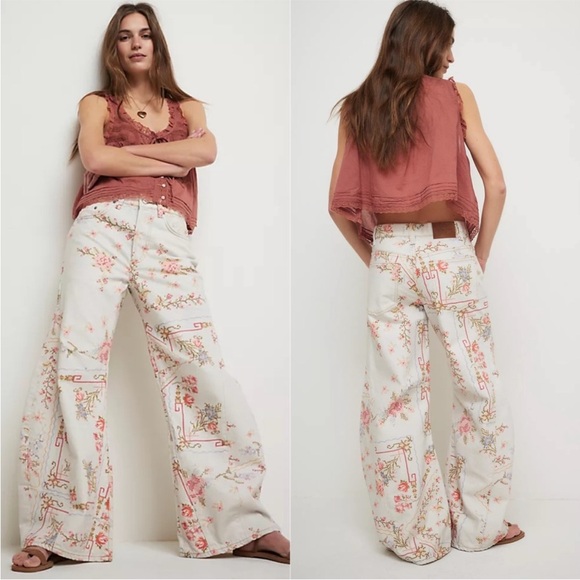 We The Free Eden Printed High Slouchy Flare Jeans